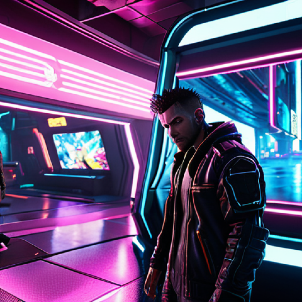 **

A gamer intensely focused on a Cyberpunk 2077 scene with highly realistic ray tracing, showcasing detailed neon lights and reflections in a futuristic city. The scene should emphasize the immersion and visual fidelity enabled by advanced graphics technology.

**