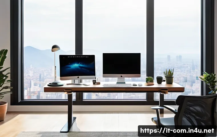 작업용 데스크톱 PC 추천 - **Prompt 1: "The Productive Professional's Desk"**
    A modern, well-lit office desk setup featurin...