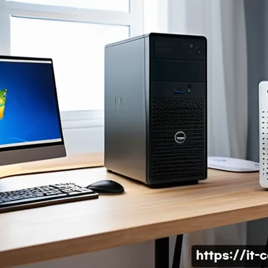 컴퓨터 바이오스 업데이트 가이드 - A detailed workspace setup for safely updating a BIOS on a desktop PC, featuring a modern Italian ho...