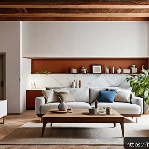 컴퓨터 네트워크 속도 향상 방법 - A modern Italian living room with a centrally positioned Wi-Fi router placed high on a stylish woode...