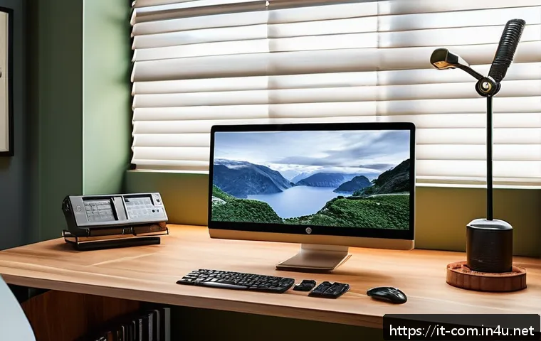 컴퓨터 화면 깜빡임 문제 해결 - A detailed close-up scene of a modern home office setup in an Italian apartment, featuring a sleek d...
