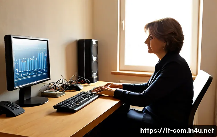 컴퓨터 고장 진단 프로그램 추천 - Photorealistic home office scene in Italy, an Italian middle-aged woman calmly diagnosing a desktop ...